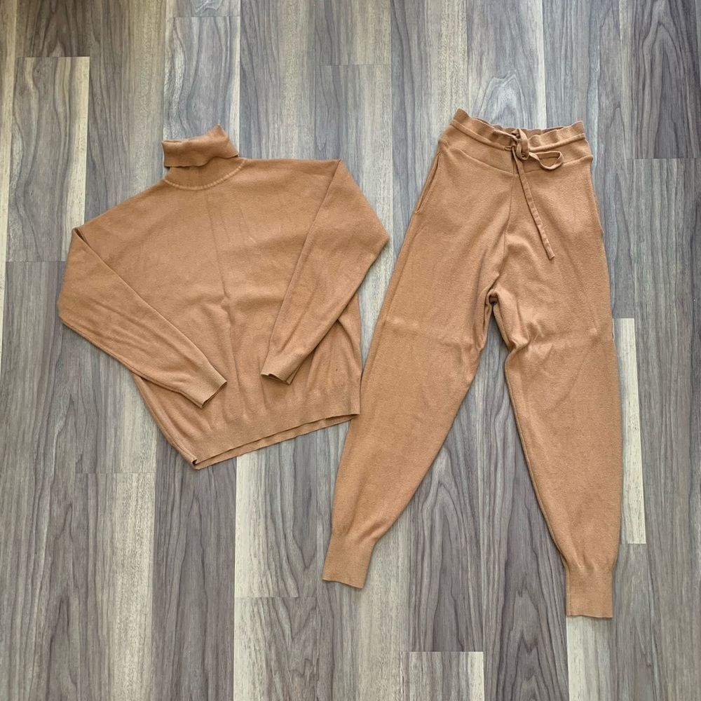 okakie knit turtleneck and jogger coord set
